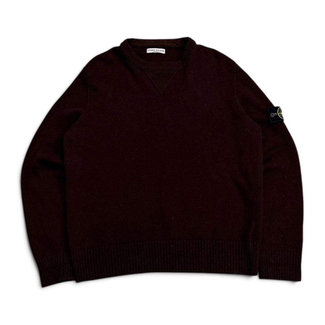 Vintage Stone Island Crew Neck Knitted Jumper Burgundy (XXL)