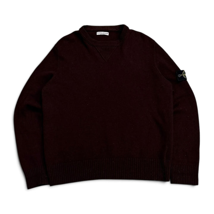 Vintage Stone Island Crew Neck Knitted Jumper Burgundy (XXL)
