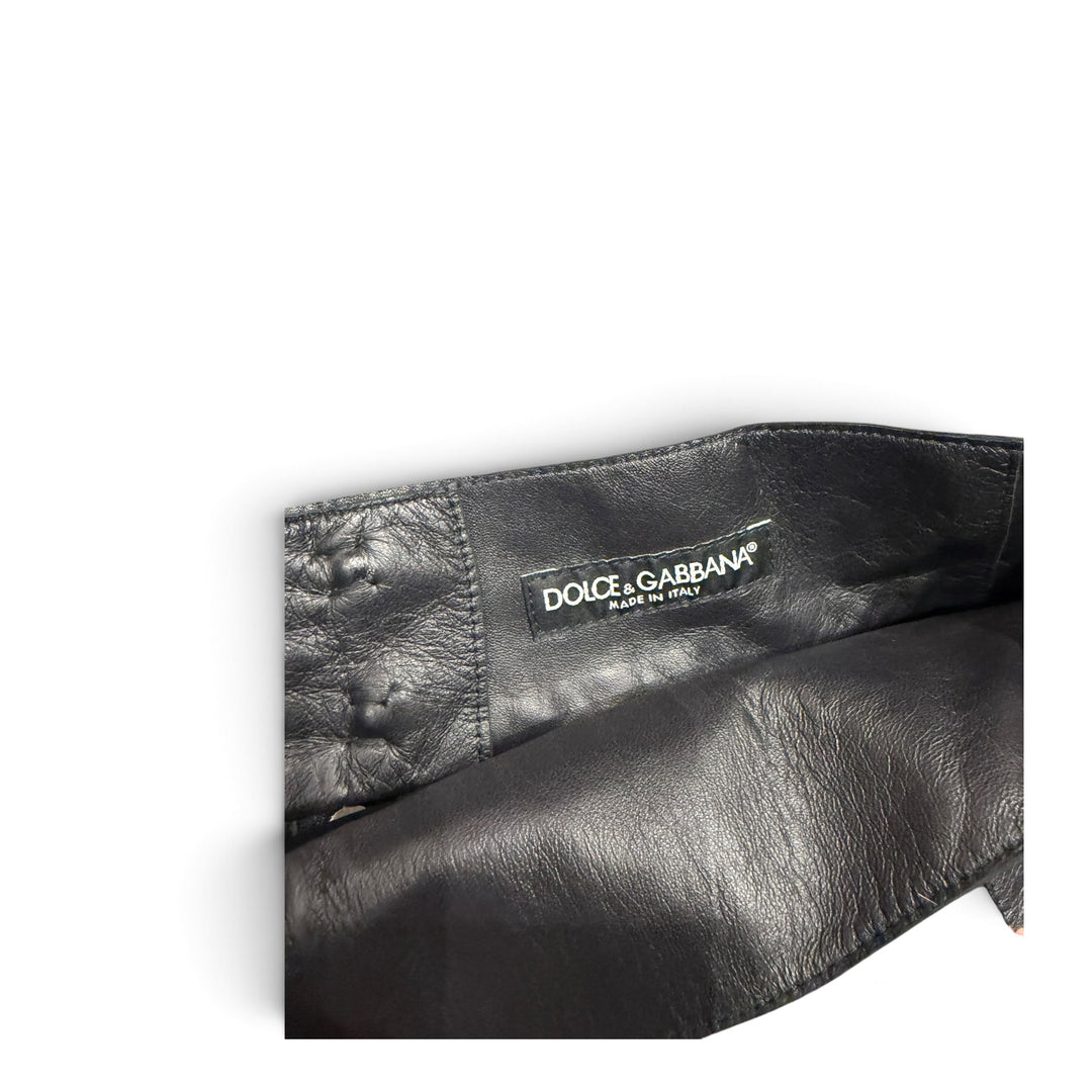 Dolce & Gabbana Black Leather Patterned Skirt (38)