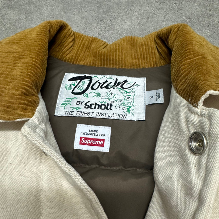 Supreme Schott Canvas Down Trucker Jacket Natural (S)