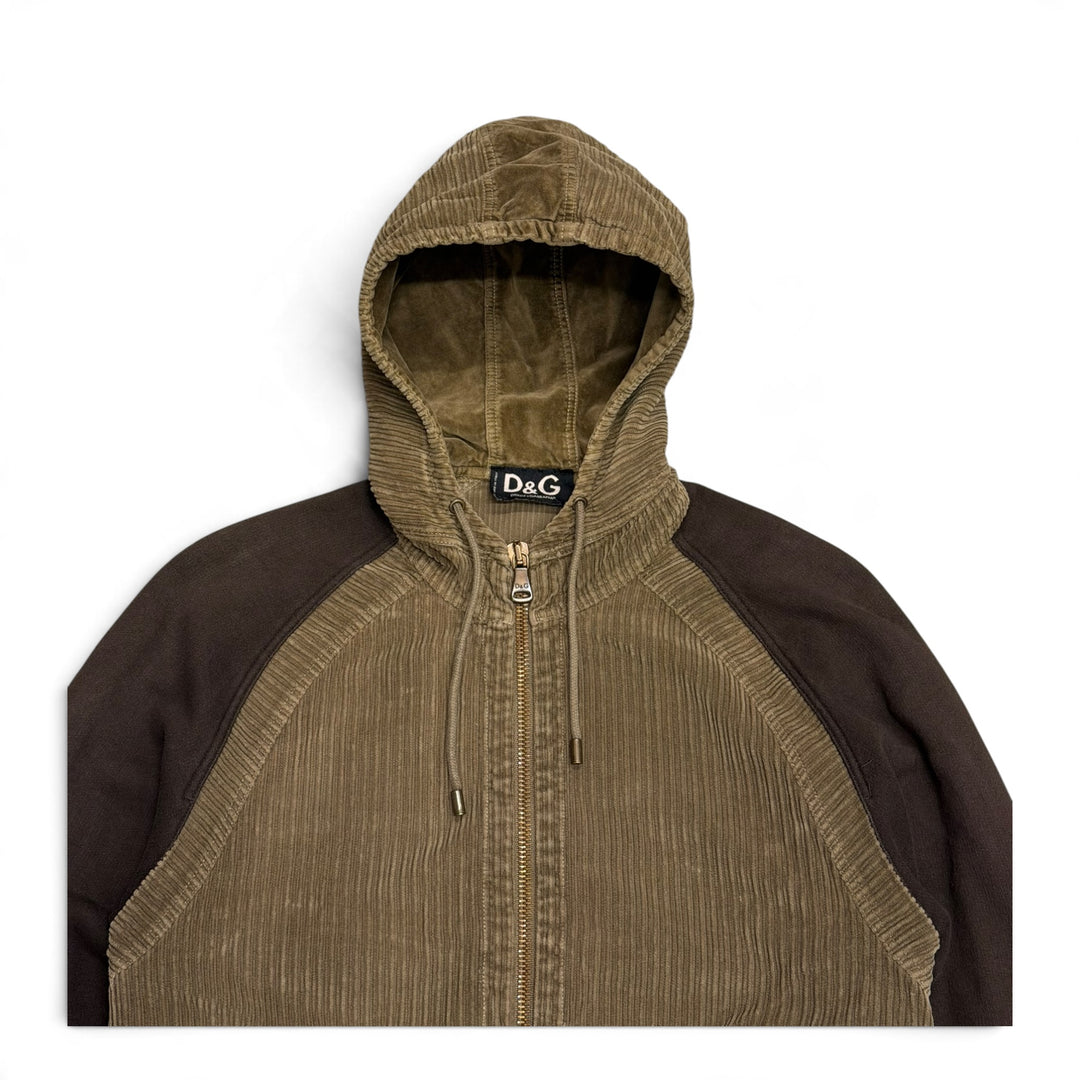 Vintage Dolce & Gabbana Khaki & Brown Zip Up Hoodie (S)