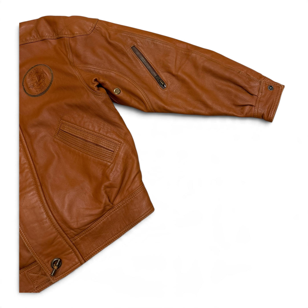 Vintage Tan Brown Leather Flight Jacket (M)