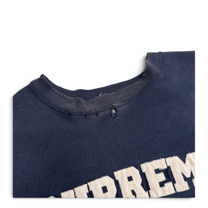 1998 Supreme x Champion Reverse Weave Navy Spell Out Sweatshirt (XL)
