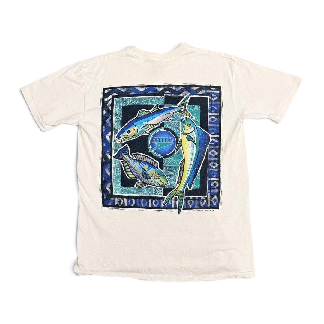 Vintage Single Stitch Speedo Graphic T shirt White (L)
