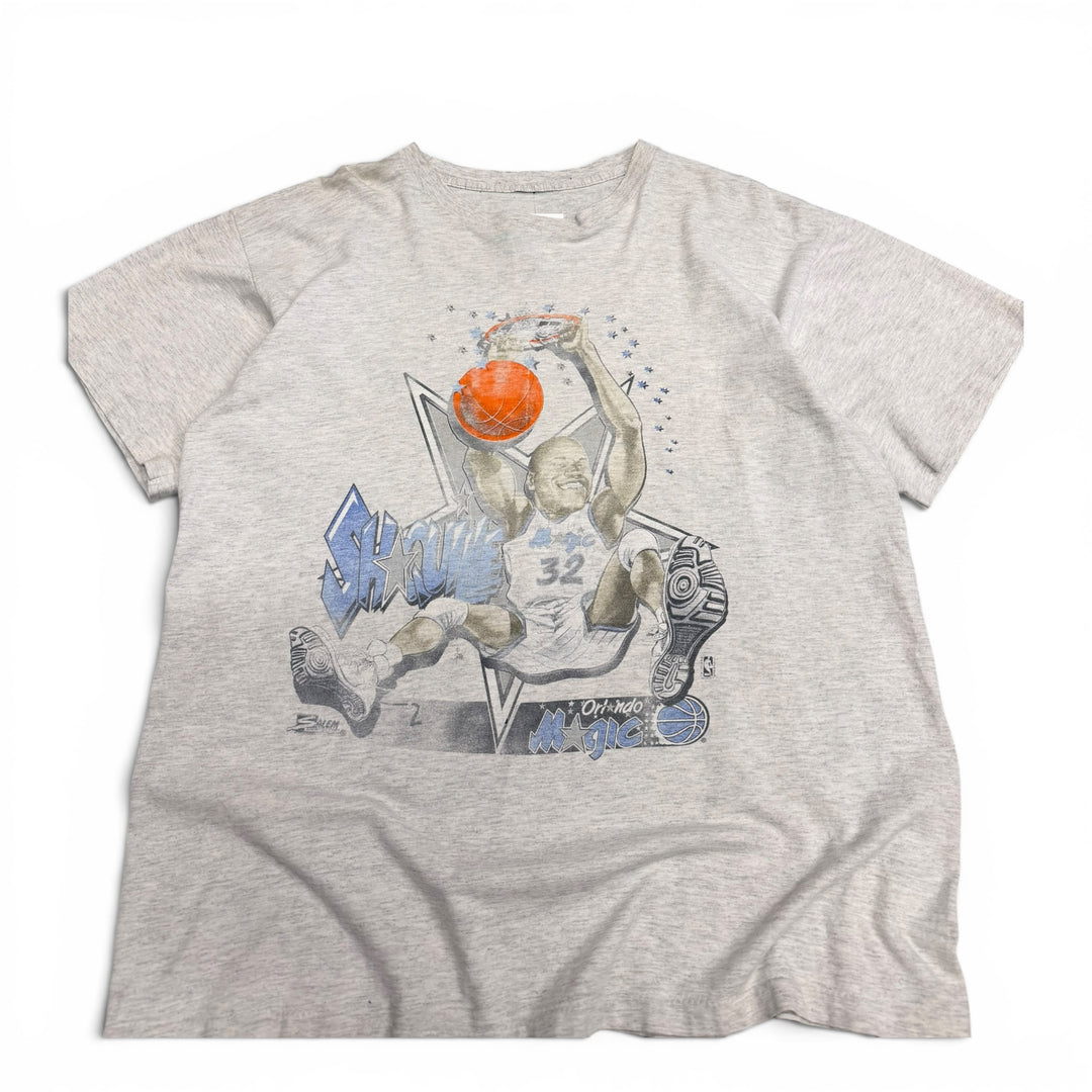 90's Vintage Shaquille O'Neal Grey Graphic T-Shirt (XL)