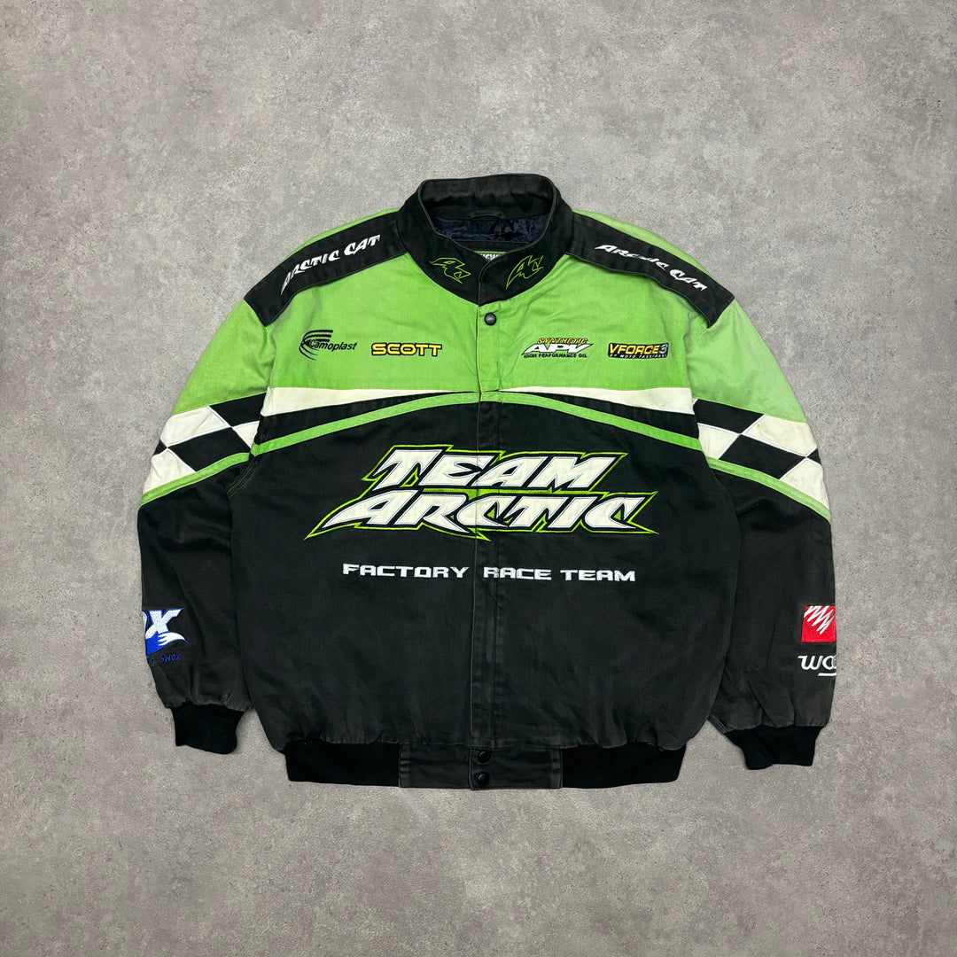 Vintage Arctic Black & Green Nascar Racing Jacket (L)