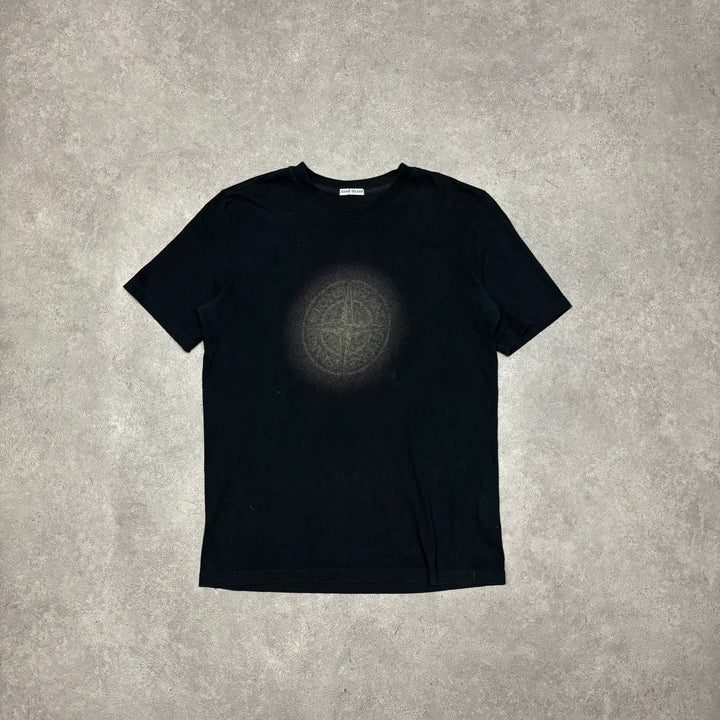 2000's Vintage Stone Island Black Graphic T-Shirt (L)