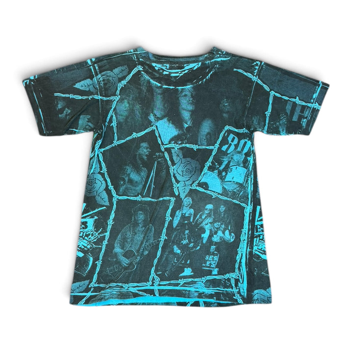 Rare 1990's Vintage Guns N' Roses Blue All Over Graphic Print T-Shirt (S)