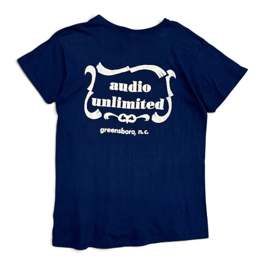 80's Vintage Navy Audio Unlimited Graphic T-Shirt (L)