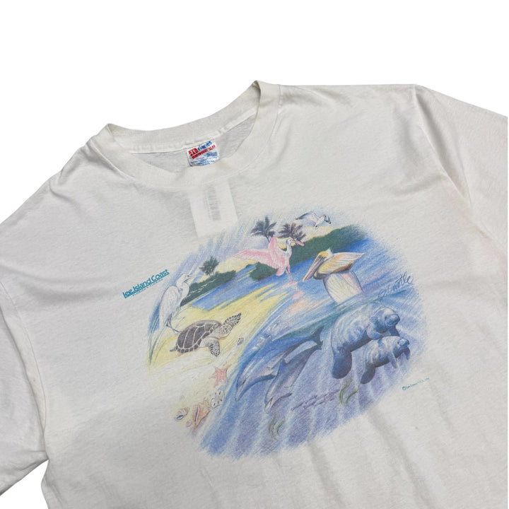 Vintage Lee Island White Graphic T-Shirt (XL)