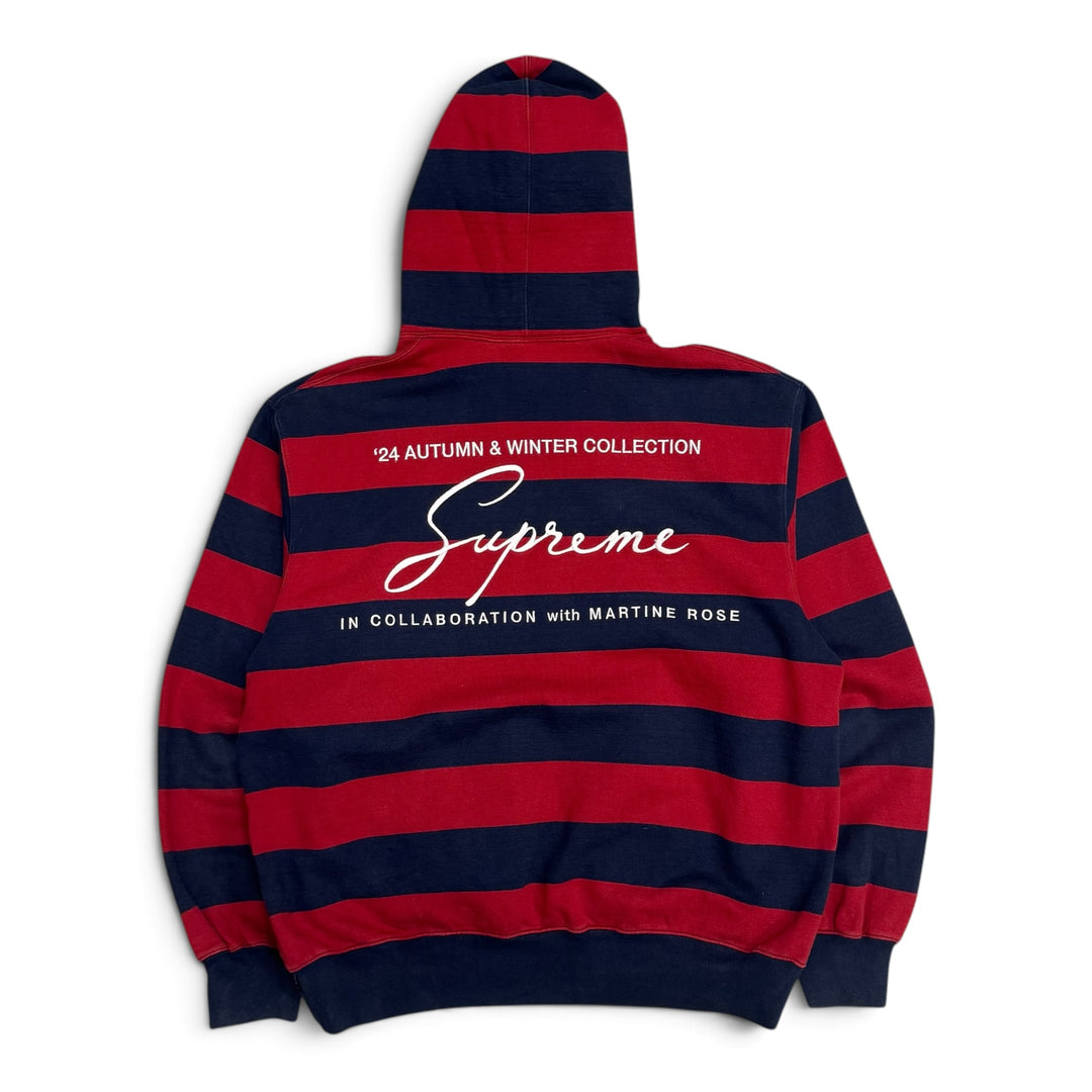 Supreme x Martine Rose Red & Navy Stripy Pullover Hoodie (M)