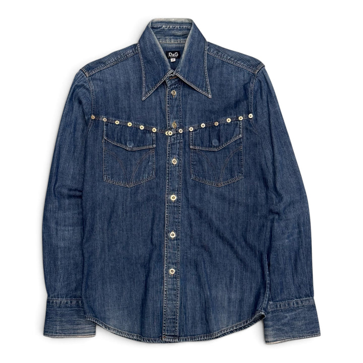 Vintage Dolce & Gabbana Denim Dress Shirt (Women's Medium)