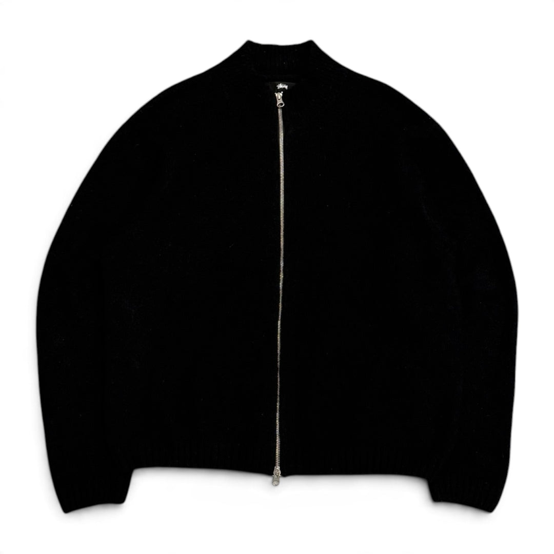 Stussy Black Alpaca Wool Knitted Zip Up Jumper (L)