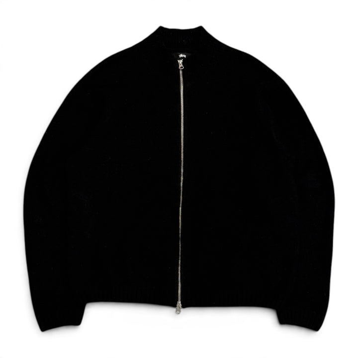 Stussy Black Alpaca Wool Knitted Zip Up Jumper (L)