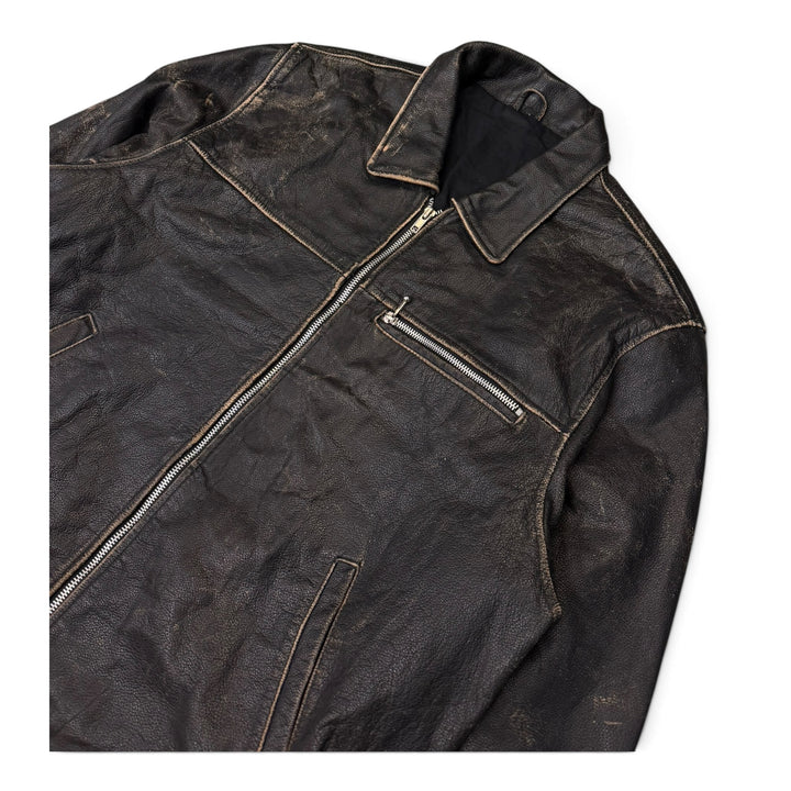 Vintage Leather Jacket Faded Black (M)