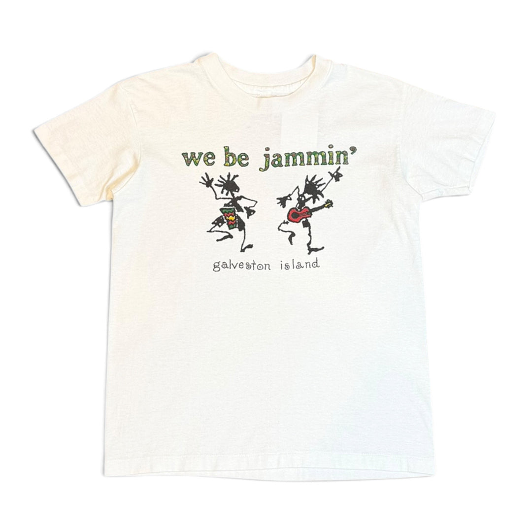 90's Vintage Galveston Island White Graphic T-Shirt (XS)
