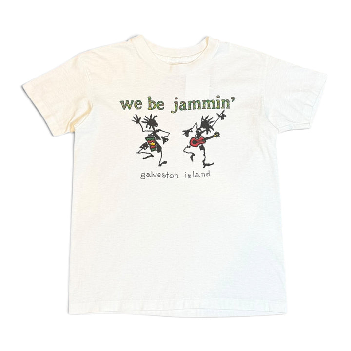 90's Vintage Galveston Island White Graphic T-Shirt (XS)