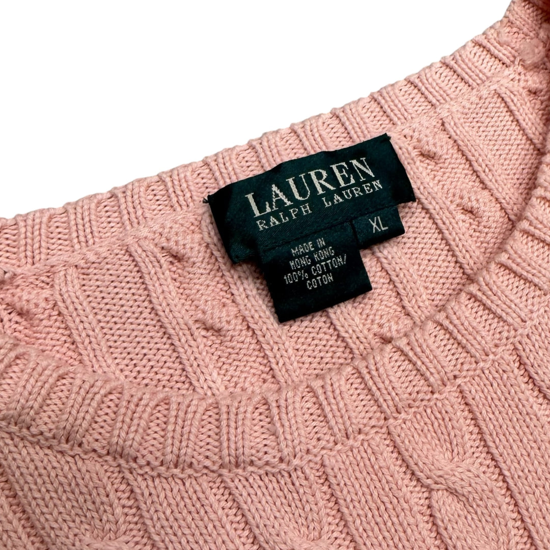 Vintage Polo Ralph Lauren Cable Knitted Pink Sweater (XL)
