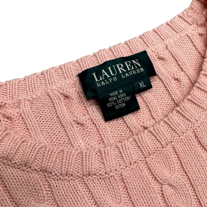 Vintage Polo Ralph Lauren Cable Knitted Pink Sweater (XL)
