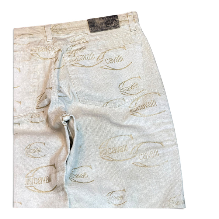 Vintage Cavalli Sand Brown Monogram Denim Trousers (32')