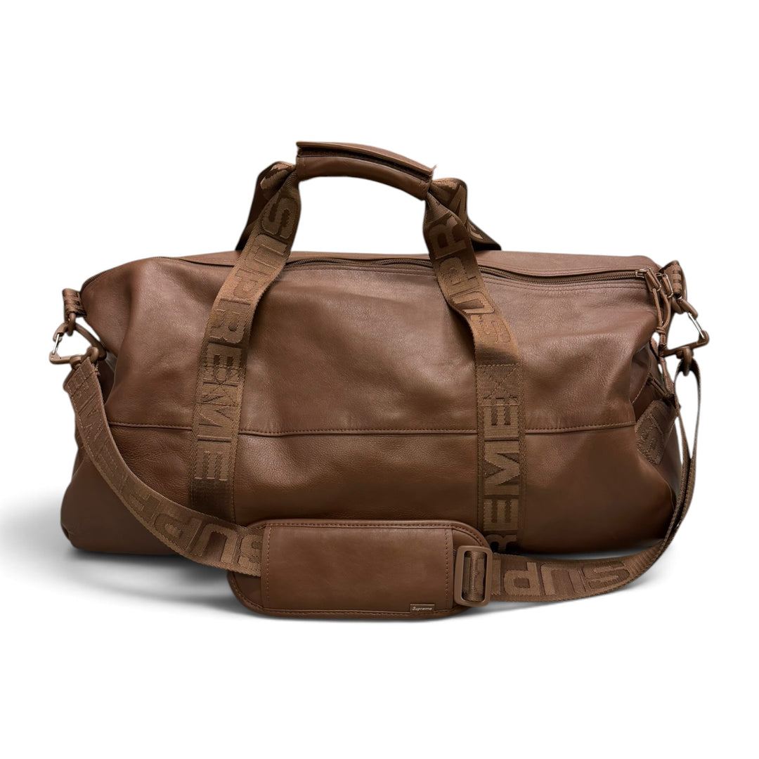 Supreme Brown Leather Duffle Bag