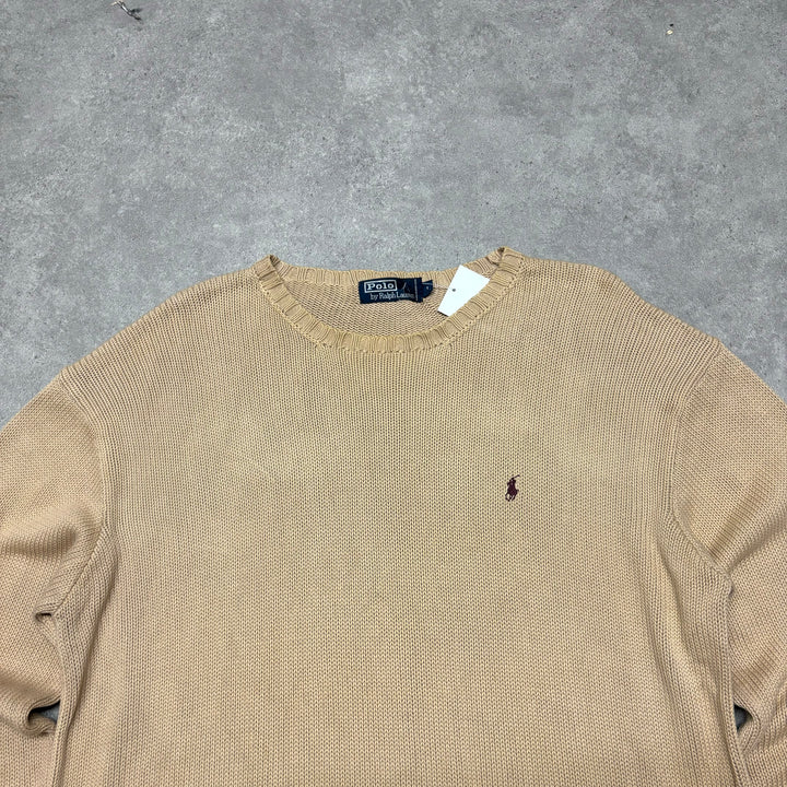 Vintage Polo Ralph Lauren Light brown Heavy Knitted Jumper (XL)