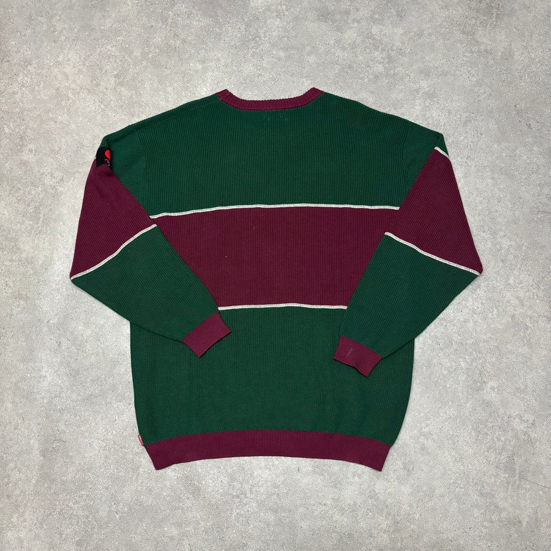 Helrazor Green & Purple Stripe Heavy Knitted Sweater (XXL)