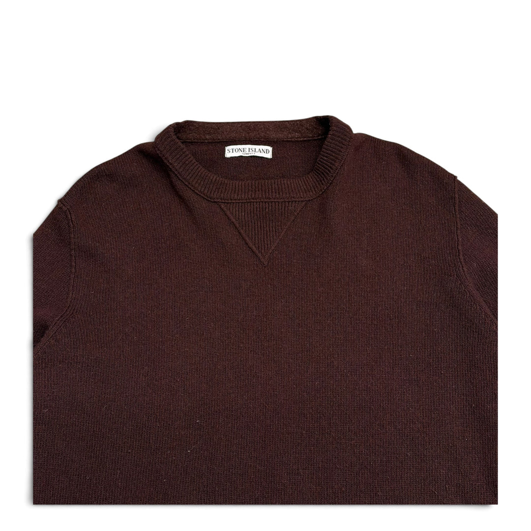 Vintage Stone Island Crew Neck Knitted Jumper Burgundy (XXL)