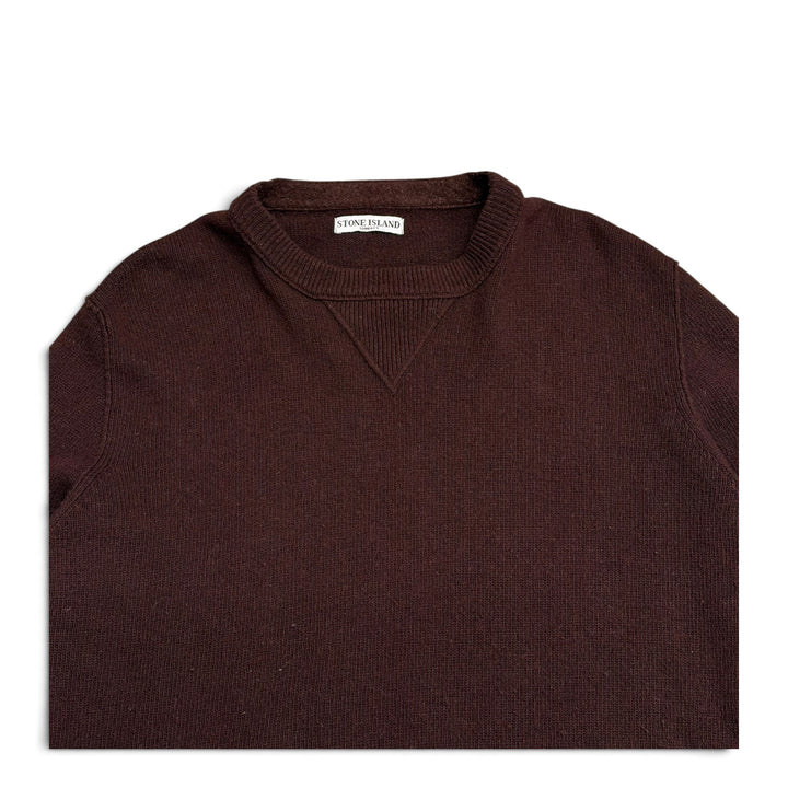 Vintage Stone Island Crew Neck Knitted Jumper Burgundy (XXL)