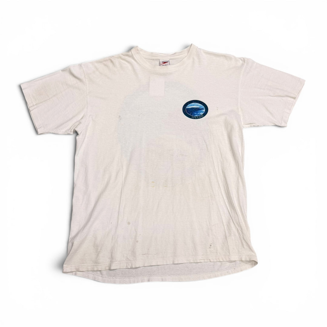 90's Vintage Speedo White Graphic T-Shirt (XL)