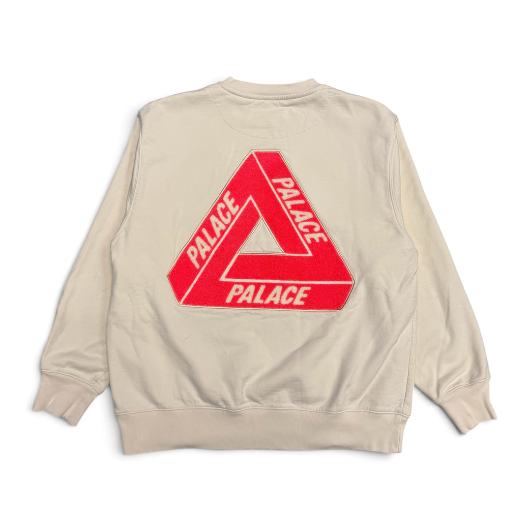 Palace Fleece Tri-Ferg Crew Sweatshirt Off White (XL)
