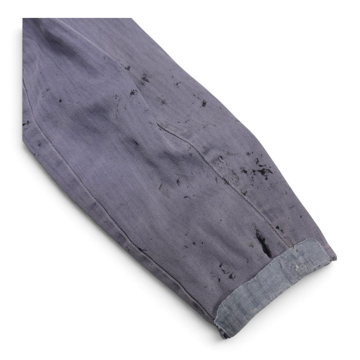 Vintage Distressed Paint Splattered Faded Blue French Chore Jacket (L)