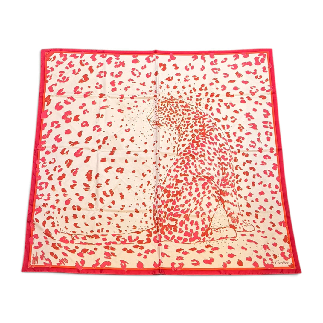 Cartier a pink Silk Jaguar Scarf