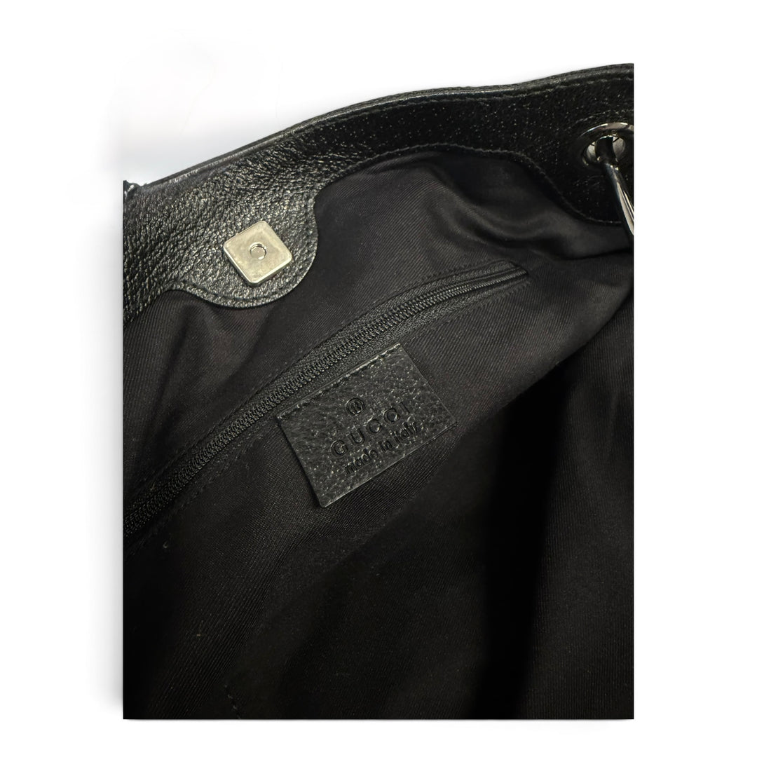 Gucci 200-2015 GG Canvas Eclipse Shoulder Bag Black