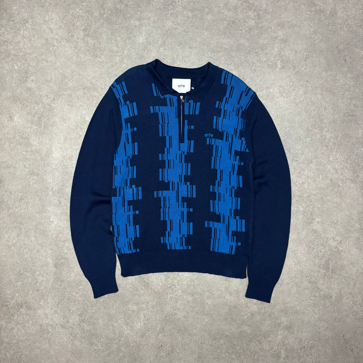 BNWT Arte Blue Know Tertis Knitted Polo Sweater (M)