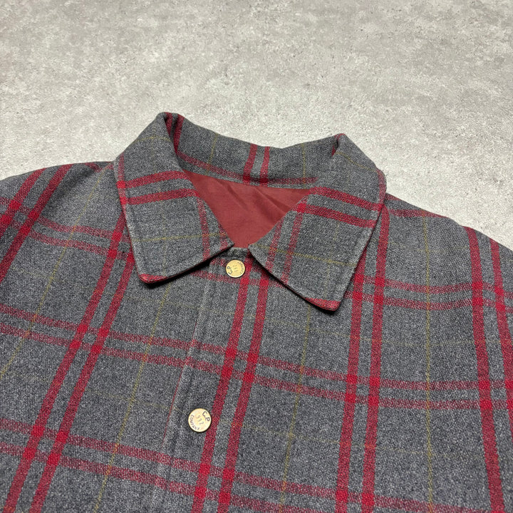 1980's Rare Vintage CP Company Reversible Red Checkered Heavy Wool Jacket (XL)