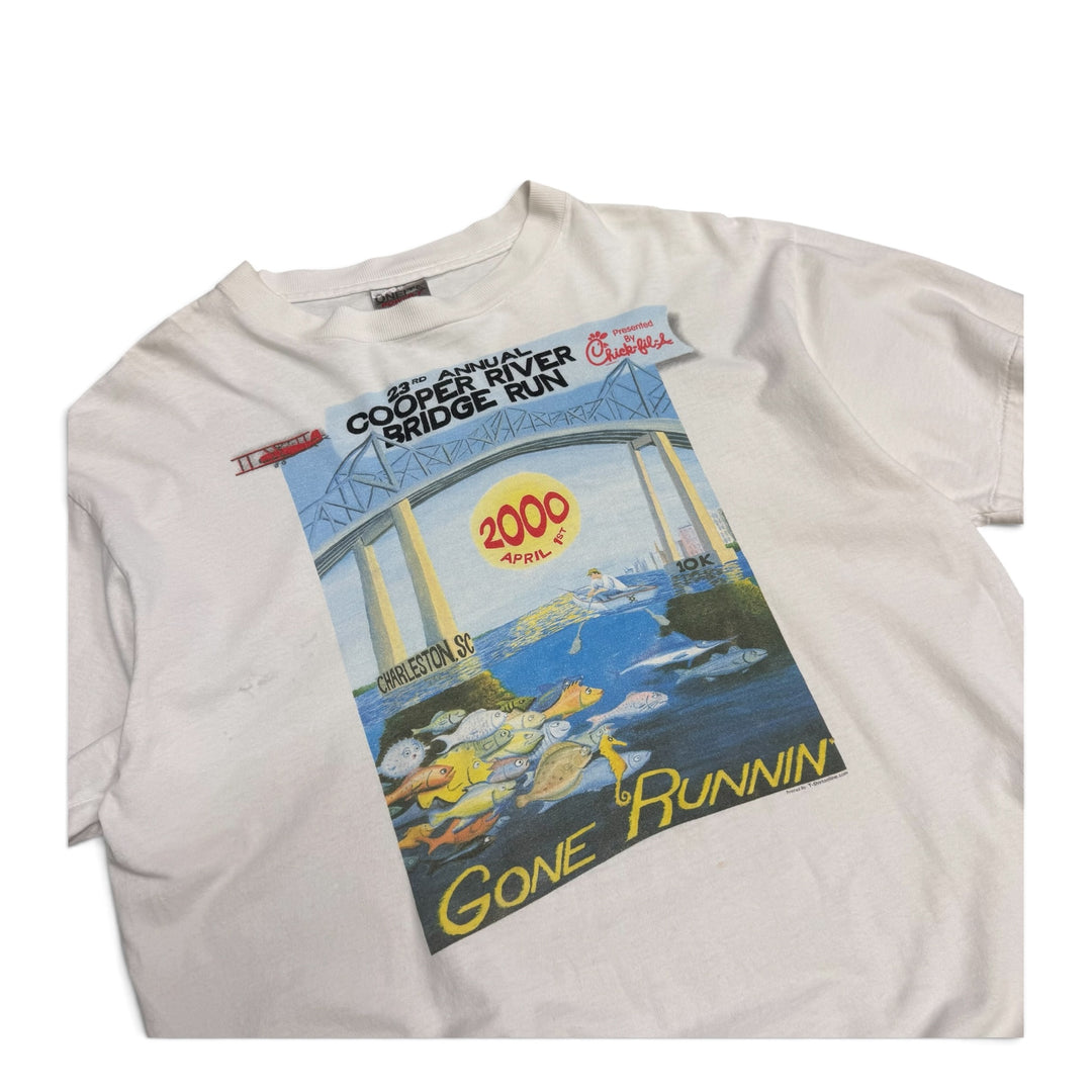 Vintage Cooper River Bridge Run Graphic T shirt White (L)