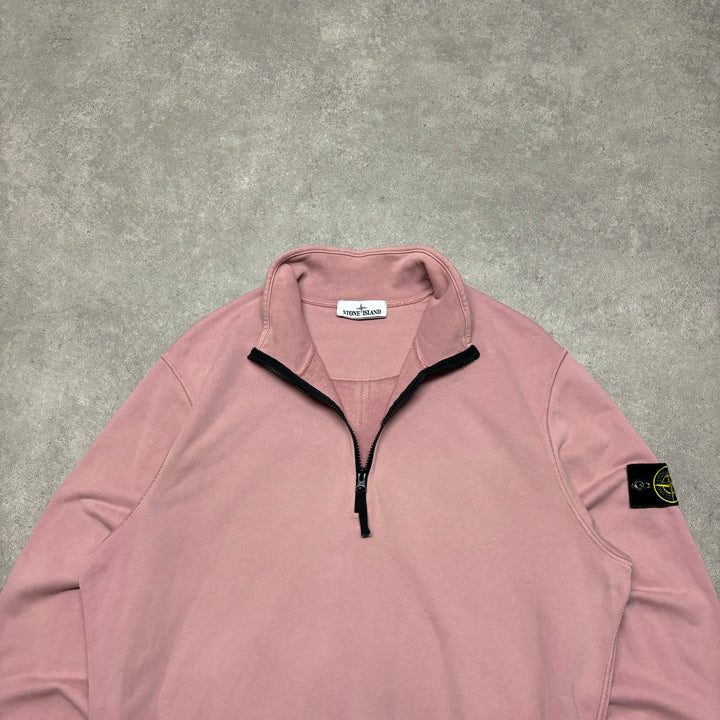 Vintage Stone Island Nude Pink Heavy Cotton Quarterzip Sweatshirt (XL)