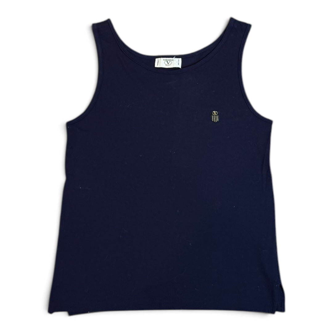 Vintage Valentino Navy Cotton Vest Top (Women's Large)