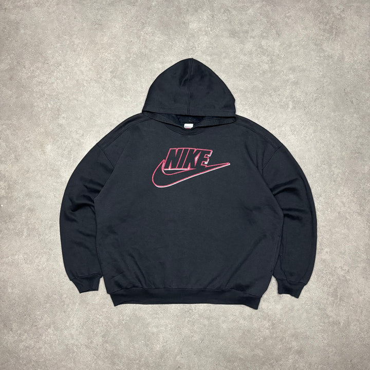 80's Vintage Nike Black Spell Out Pullover Hoodie (XXL)