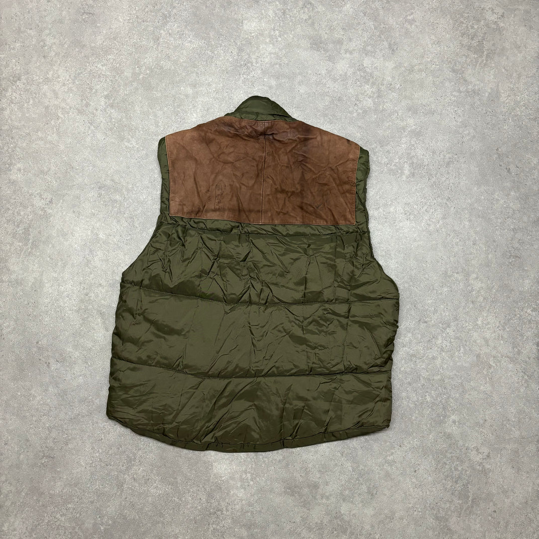 Vintage Mercedes-Benz Green & Brown Leather Gilet (L)