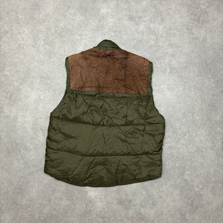 Vintage Mercedes-Benz Green & Brown Leather Gilet (L)