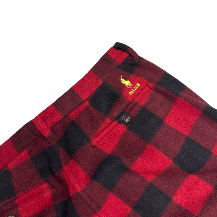 Palace x Ralph Lauren Red Checkered Fleece Trousers (34)