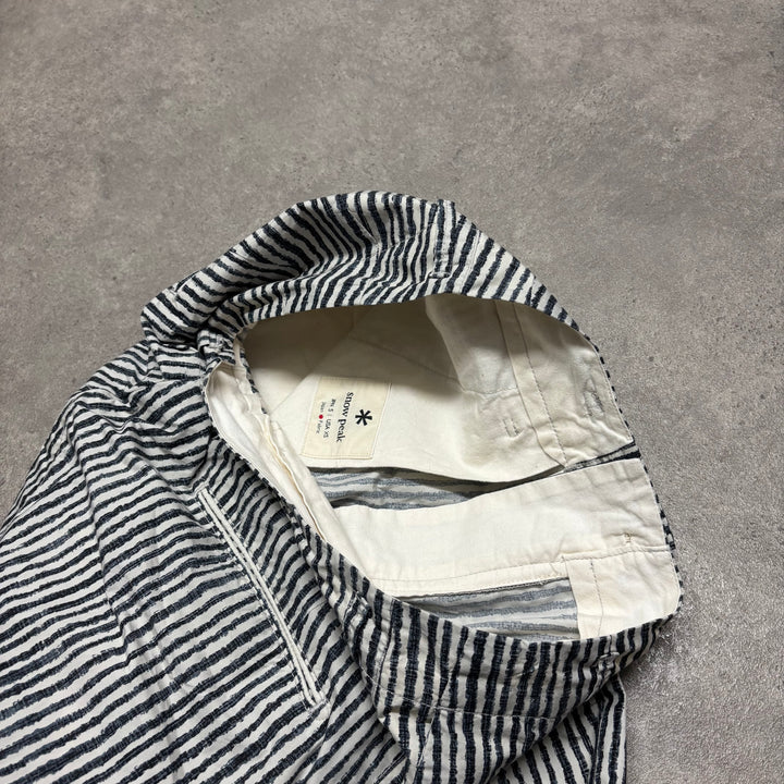 Snow Peak Blue & White Stripy Shell Trousers (XS)