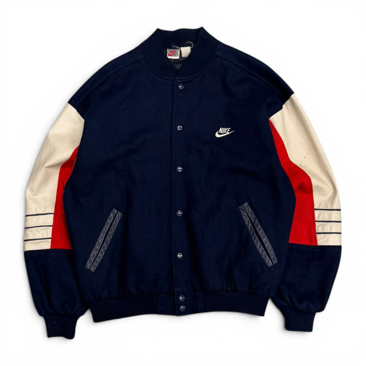 80's Vintage Nike Baseball Navy & Red Varsity Jacket (L)