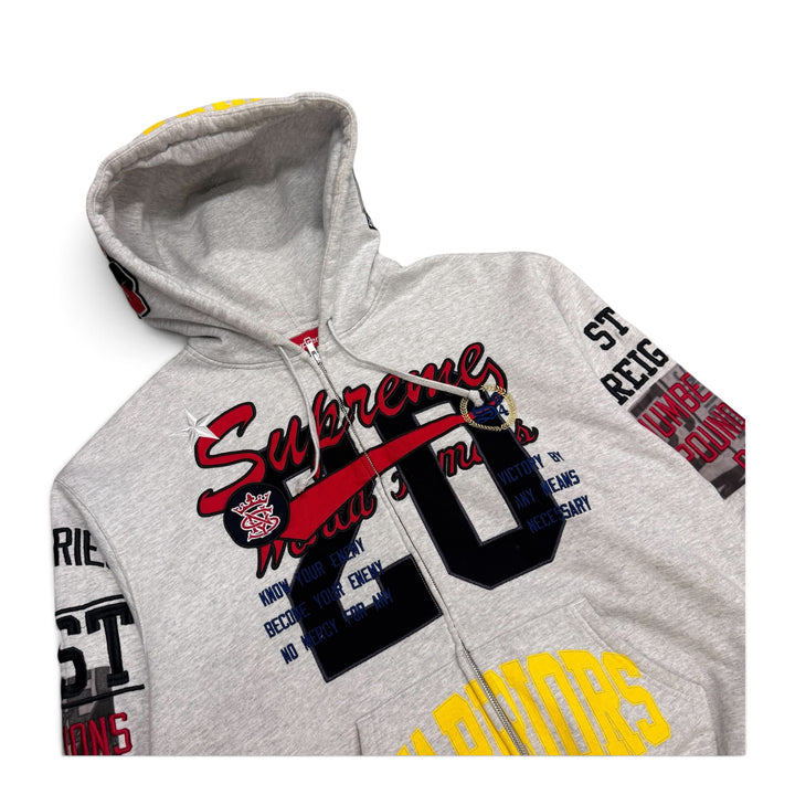 Supreme Warriors Applique Zip Up Hoodie Gray (L)