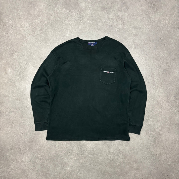 Vintage Polo Sport Ralph Lauren Black Pocket Jumper (XL)