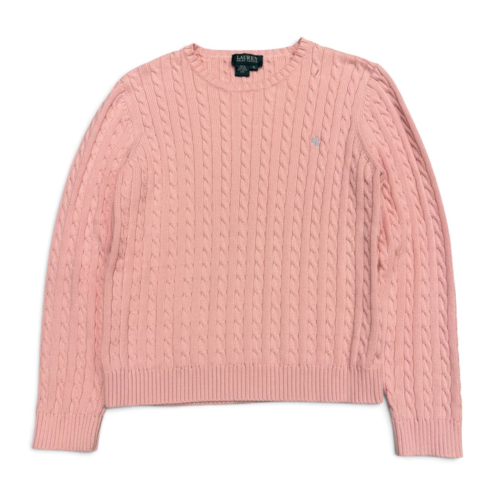 Vintage Polo Ralph Lauren Cable Knitted Pink Sweater (XL)