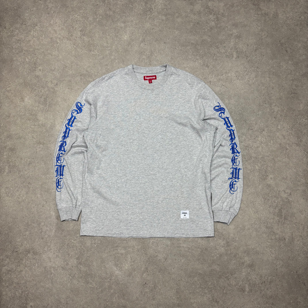 Supreme Script Writing Grey Longsleeve T-Shirt (M)