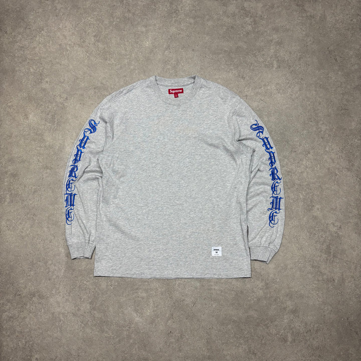 Supreme Script Writing Grey Longsleeve T-Shirt (M)